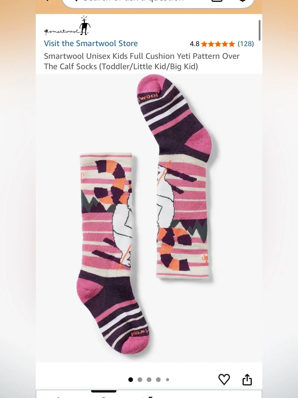 Smartwool Unisex Kids Full Cushion Yeti Pattern Over The Calf Socks